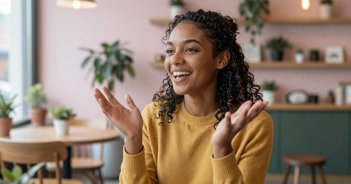 Late-diagnosed ADHD woman laughing during a first date on an ADHD dating site